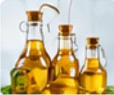 Glass bottles of edible oil